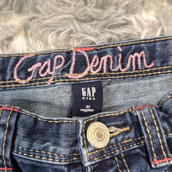 Gap denim girls lowrise jeans size 12   Rainbow stitching. Fits women’s Xs. Refe - Picture 3 of 8